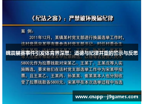 魏震禁赛事件引发体育界深思：道德与纪律并重的警示与反思